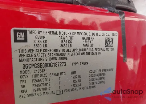 2013 Chevrolet Silverado 1500 Lt from USA, damaged, VIN 3GCPCSE08DG187273
